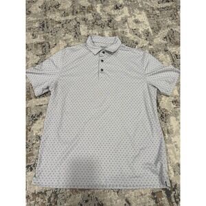 Untuckit Damaschino Long Sleeve Golf Polo Shirt Men's Medium White All Over